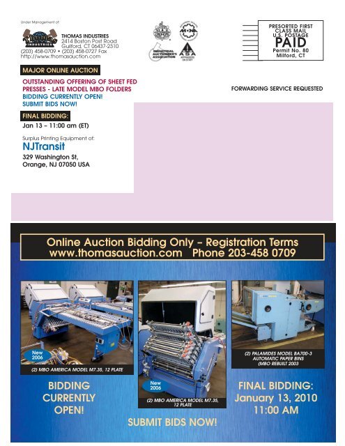 Major Online Auction - Thomas Industries