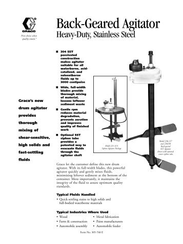 305760E , Back-Geared Agitator Heavy-Duty, Stainless steel