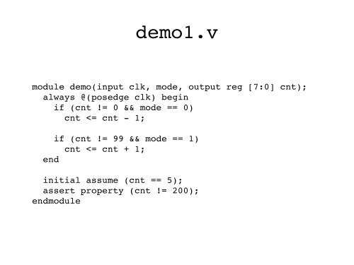 Formal Verification with Yosys-SMTBMC Clifford Wolf