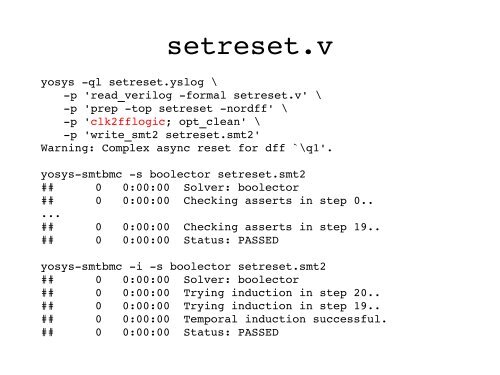 Formal Verification with Yosys-SMTBMC Clifford Wolf