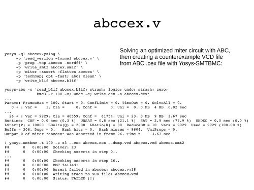 Formal Verification with Yosys-SMTBMC Clifford Wolf