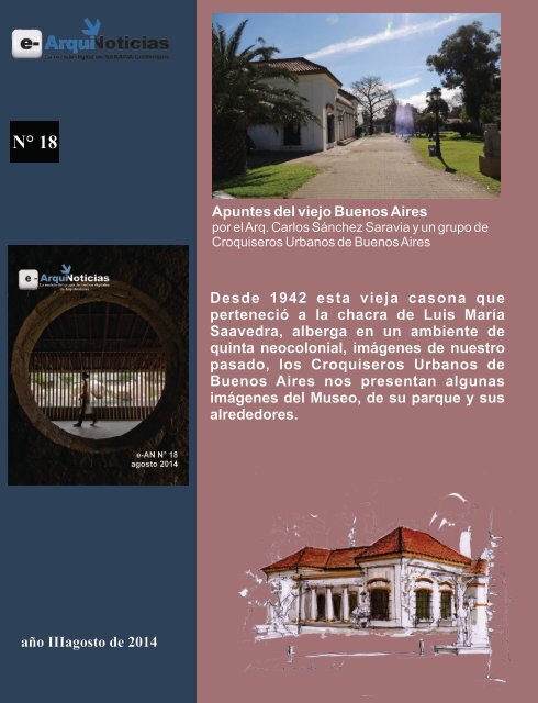 e-AN N° 18 nota N° 2 Apuntes del viejo Buenos Aires por Carlos Sánchez Saravia y un grupo de Croquiseros urbanos de Buenos Aires