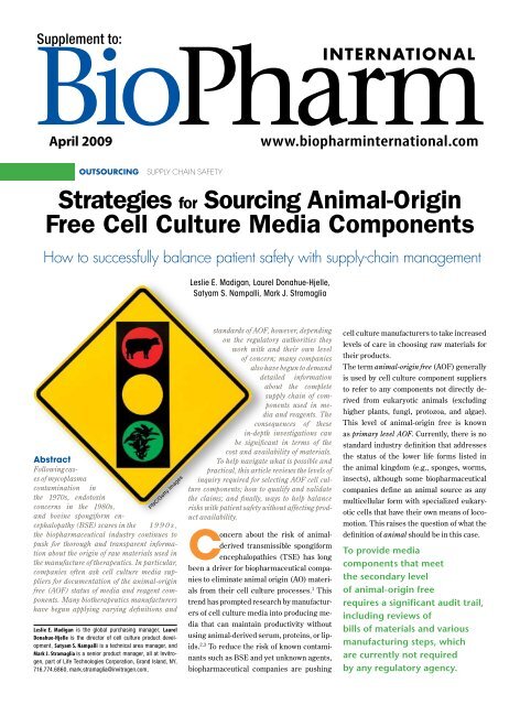Strategies for Sourcing Animal-Origin Free Cell Culture Media ...