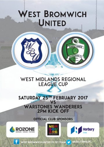 Official Programme West Bromwich United vs Warstones Cup