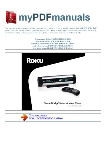 User manual ROKU SOUNDBRIDGE M1001 - MY PDF MANUALS