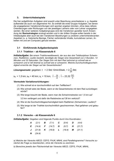 Aufgabenvariation im Mathematikunterricht - Fakultät für Mathematik ...