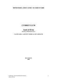 curriculum farmacie anul II