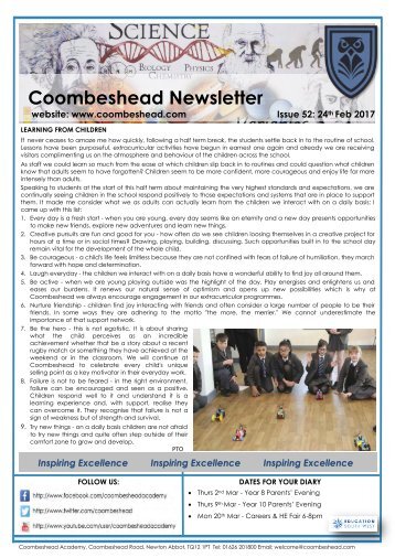 Coombeshead Academy Newsletter - Issue 52