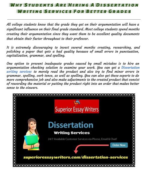 Why Students Are Hiring A Dissertation Writing Services  For Better Grades