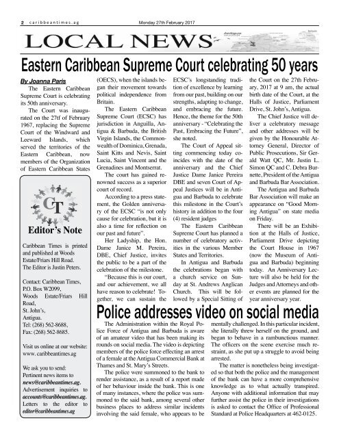 Caribbean Times 6th Issue - Monday 27th February 2017