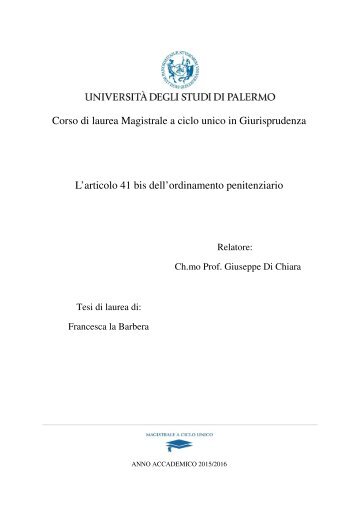 Tesi di Lauere di Francesca La Barbera