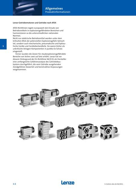 Katalog Getriebemotoren nach Atex - Lenze