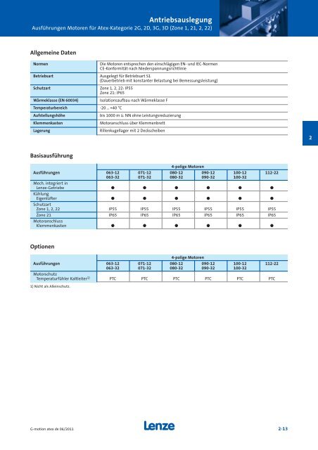 Katalog Getriebemotoren nach Atex - Lenze