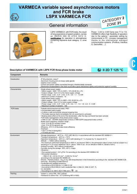 VARMECA variable speed asynchronous motors and ... - Leroy-Somer