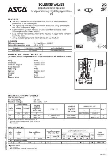 SOLENOID VALVES 2/2 291 - ASCO Numatics