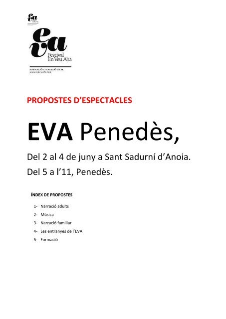 Dossier Propostes Espectacles Eva'17