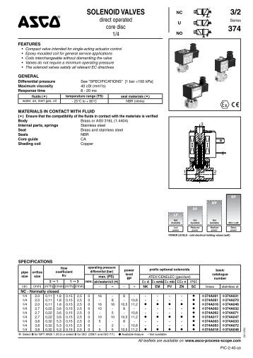 SOLENOID VALVES 3/2 374 - ASCO Numatics