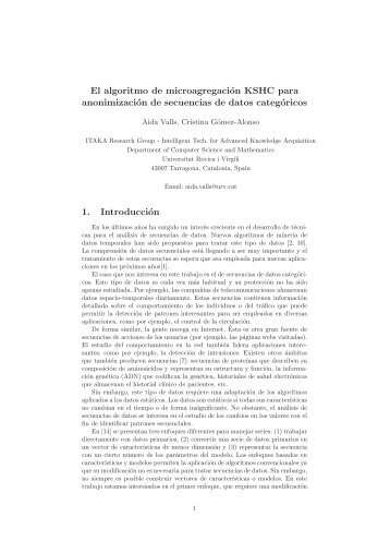 El algoritmo de microagregación KSHC para anonimización de ...
