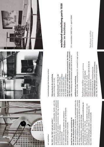 leben im hochhaus werkbund -ausstellung paris 1 ... - Bauhaus Archiv
