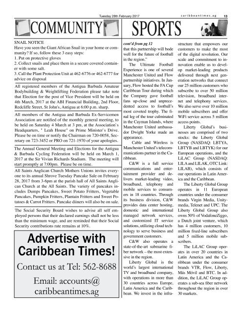 Caribbean Times 7th Issue - Tuesday 28th February 2017