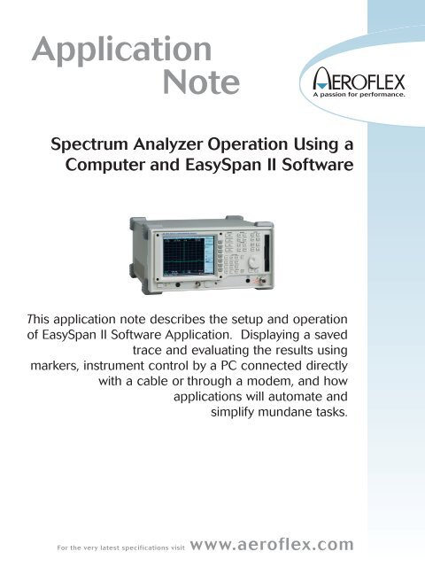 Spectrum Analyzer Operation Using a Computer and ... - Aeroflex