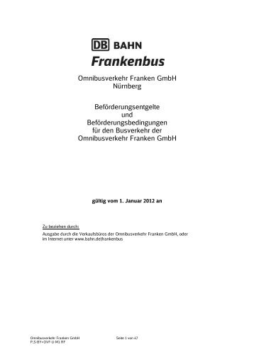 Omnibusverkehr Franken GmbH Nürnberg ... - Bahn.de