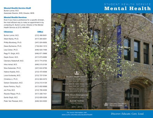 Mental Health - Columbia University Medical Center