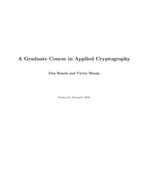 A Graduate Course in Applied Cryptography