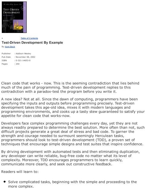 Test Driven Development By Example