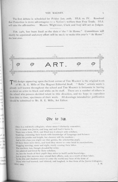 Jarvis Magnet - 1905 Volume 1 Number 1