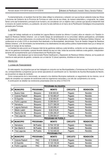 Ministerio de Planificación, Inversión, Obras y Servicios Públicos