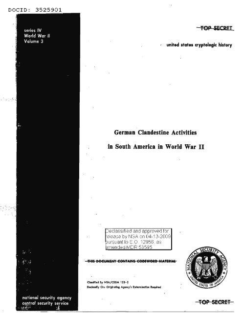 German Clandestine Activities in South America in World War II