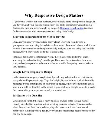 Why Responsive Design Matters