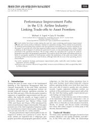 Performance Improvement Paths in the US Airline Industry - (POMS) is