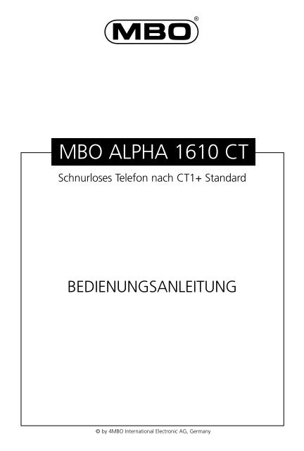 MBO ALPHA 1610 CT - Schnurlostelefon.de