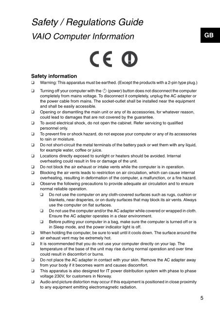 Sony SVE1511T1E - SVE1511T1E Documenti garanzia Croato