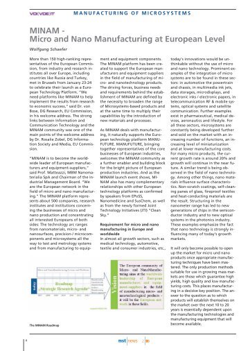 MINAM - Micro and Nano Manufacturing at European Level