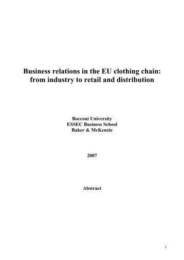 Business relations in the EU clothing chain: from industry to retail ...