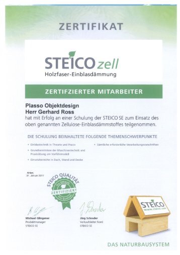 Steico Zertifizierter Mitarbeiter - Gerhard Ross