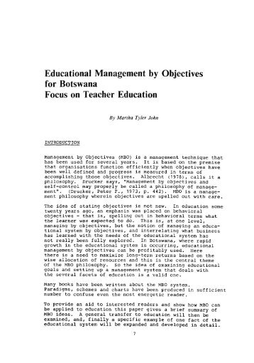Educational Management by Objectives for Botswana Focus on ...