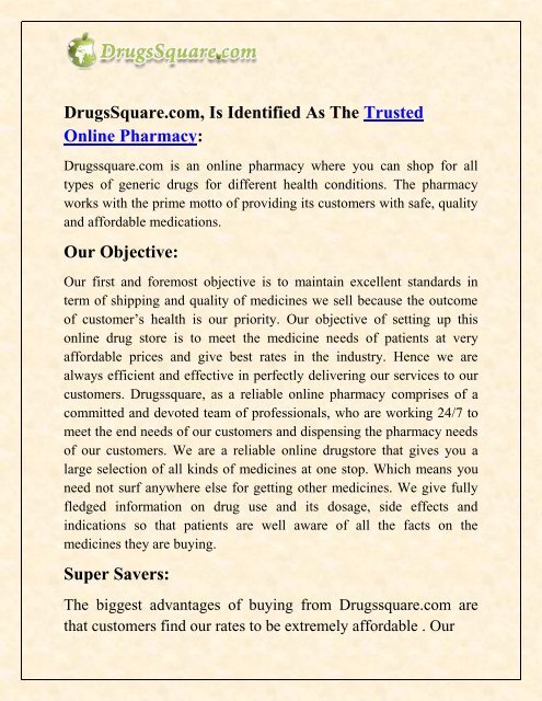 DrugsSquare - Mail Order Pharmacy