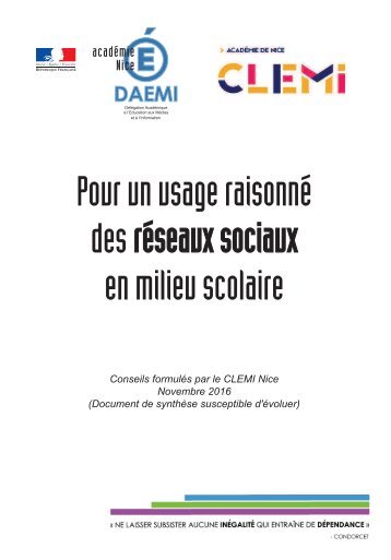 Pour un usage raisonné des réseaux sociaux en milieu scolaire