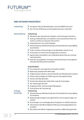 MBO-MITARBEITERGESPRÄCH - FUTURUM MANAGEMENT