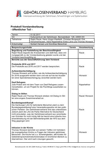 2017-02-01 Vorstandssitzung