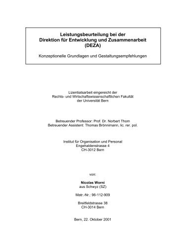 Leistungsbeurteilung bei der Direktion für Entwicklung und ...