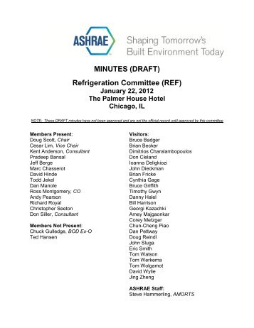 MINUTES (DRAFT) Refrigeration Committee (REF) - ashrae