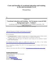 Costs and benefits of vocational education and training at ... - Cedefop