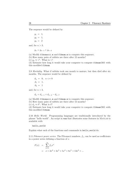 Experiments with MATLAB