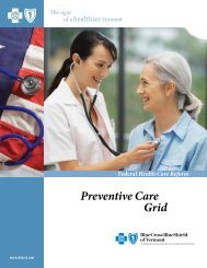 Preventive Care Grid - Blue Cross Blue Shield Vermont