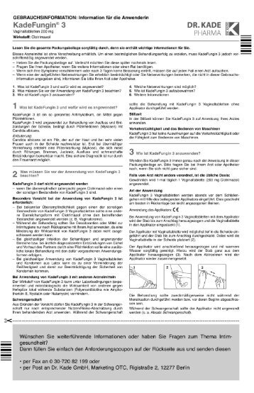 beipackzettel kadefungin 3  vaginaltabletten - Dr. Kade